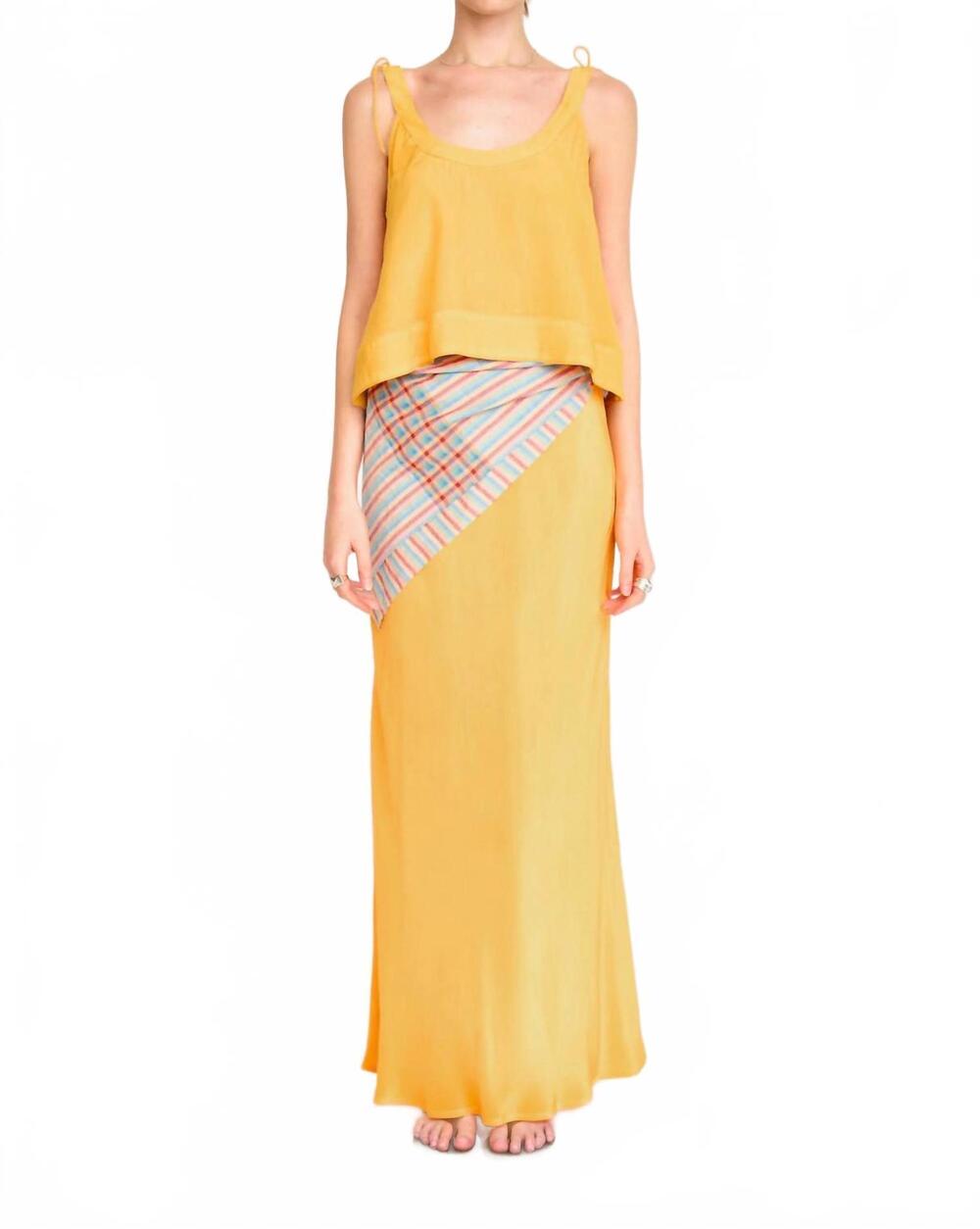 NEW MIRTH siena silk tank top in marigold - Picture 3 of 7